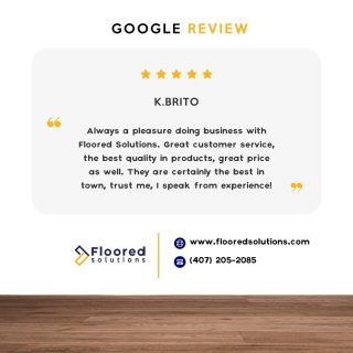 Thank you for the kind words!😊⁠
⁠
We are so happy to hear this! Thank you for choosing Floored Solutions!⁠
⁠
We’d love for you to get in touch and hear more about your experience with us.⁠
.⁠
.⁠
.⁠
.⁠
.⁠
#Flooredsolutions #Orlando #Florida #Flooring #Flooringdesignideas #Wood #Woodflooring #Woodworks #Interiordesign #Flooringideas #Flooringexperts #Flooringinstallation #Laminateflooring #Cityoforlando #Quality #Getfloored #Flooredquotes #CentralFlorida #Homeimprovement #Realestate #RealEstateOrlando #Construction #Contractor #FlooredUp
